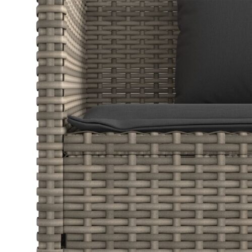 Garden Bench with Cushions Grey Poly Rattan - Image 10