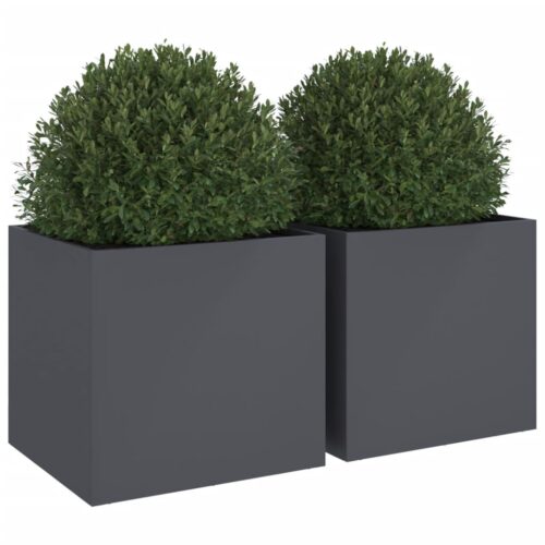 Planters 2 pcs Anthracite 49x47x46 cm Cold-rolled Steel - Image 3