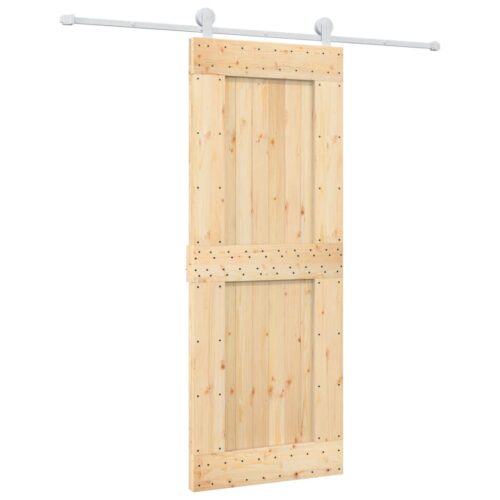 Sliding Door with Hardware Set 80x210cm Solid Wood Pine - Image 2