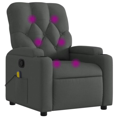 Massage Recliner Chair Dark Grey Fabric - Image 2