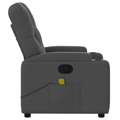 Massage Recliner Chair Dark Grey Fabric - Image 8
