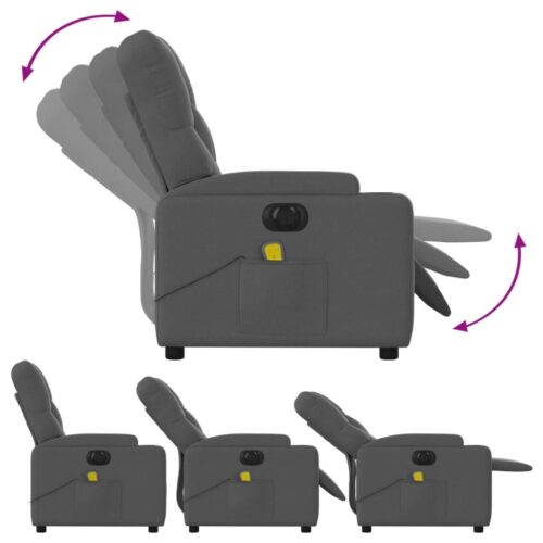 Electric Massage Recliner Chair Dark Grey Fabric - Image 6