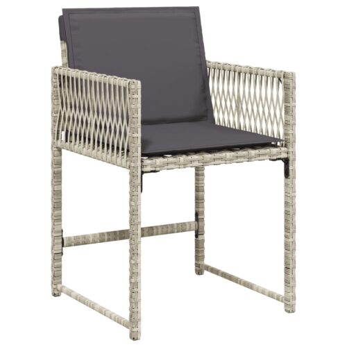 9-Piece Garden Dining Set with Cushions Light Grey Poly Rattan Wicker Outdoor Patio Furniture - Image 4