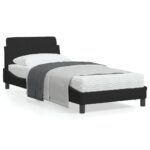 Bed Frame with Headboard "Dover" Black 90x190cm Velvet