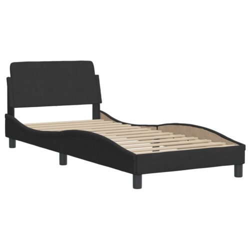 Bed Frame with Headboard "Dover" Black 90x190cm Velvet - Image 2