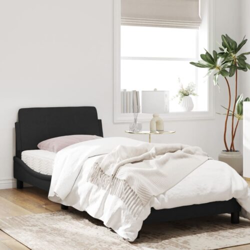 Bed Frame with Headboard "Dover" Black 90x190cm Velvet - Image 3