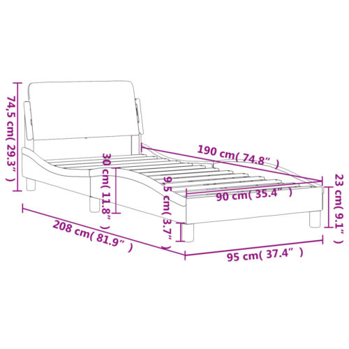 Bed Frame with Headboard "Dover" Black 90x190cm Velvet - Image 9