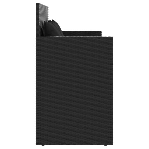 Garden Bench with Cushions Black Poly Rattan - Image 5