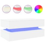 Coffee Table with LED Lights White 90x50x40cm
