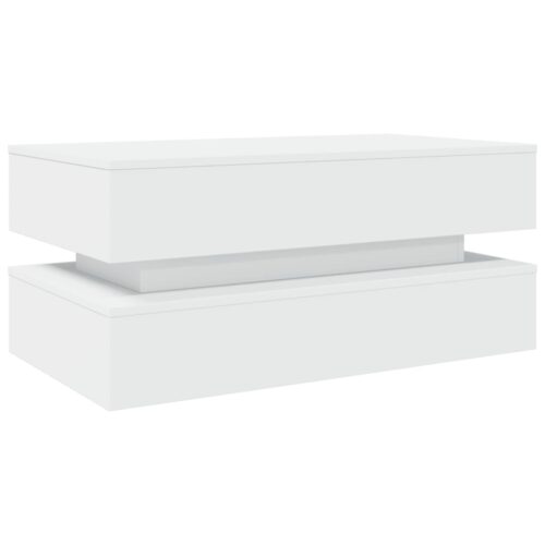 Coffee Table with LED Lights White 90x50x40cm - Image 5