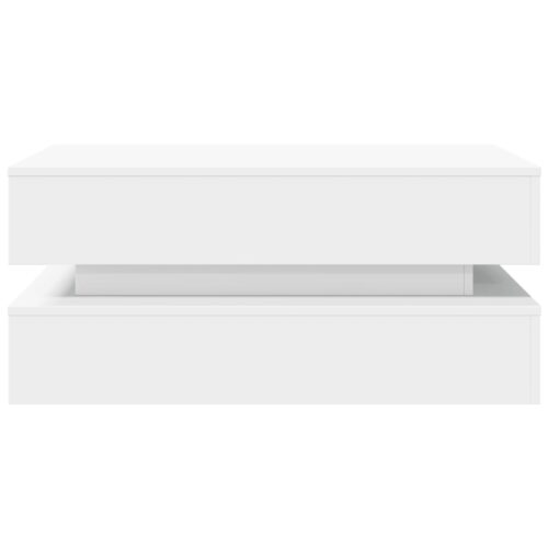 Coffee Table with LED Lights White 90x50x40cm - Image 7