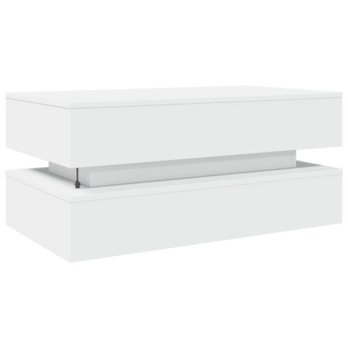Coffee Table with LED Lights White 90x50x40cm - Image 9
