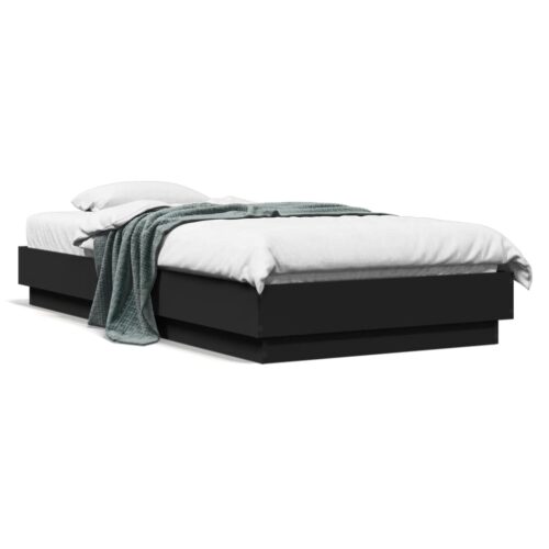 Bed Frame Black 90x190cm Engineered Wood