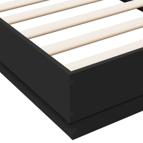 Bed Frame Black 90x190cm Engineered Wood - Image 7