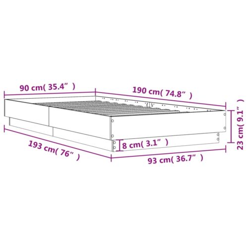 Bed Frame Black 90x190cm Engineered Wood - Image 9