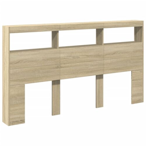 Headboard Cabinet with LED Sonoma Oak 180x17x102cm - Image 4