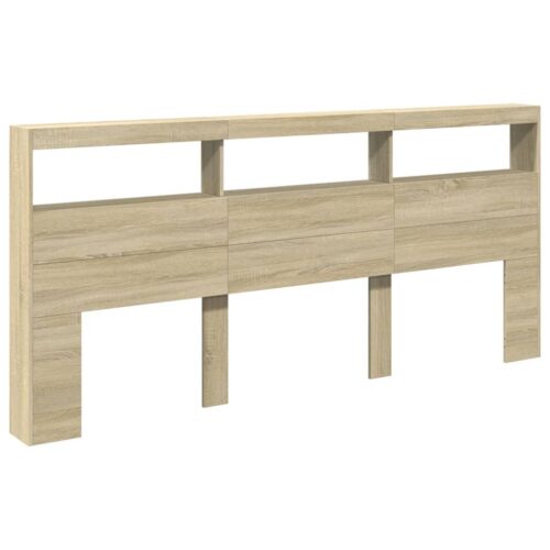 Headboard Cabinet with LED Sonoma Oak 220x17x102cm - Image 5