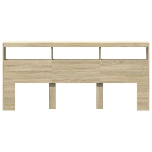 Headboard Cabinet with LED Sonoma Oak 220x17x102cm - Image 7