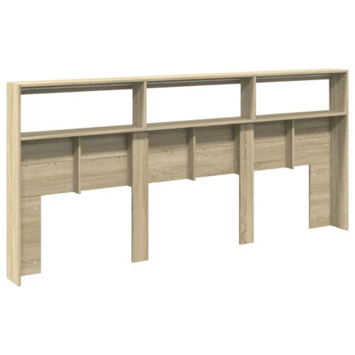Headboard Cabinet with LED Sonoma Oak 220x17x102cm - Image 9