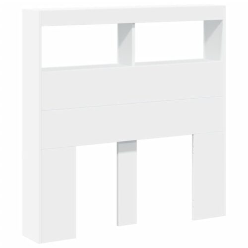 Headboard Cabinet with LED White 100x17x102cm - Image 3