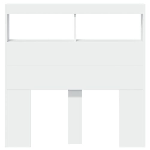 Headboard Cabinet with LED White 100x17x102cm - Image 6