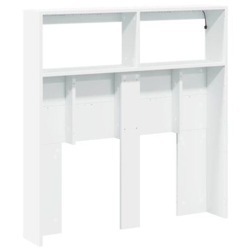 Headboard Cabinet with LED White 100x17x102cm - Image 8