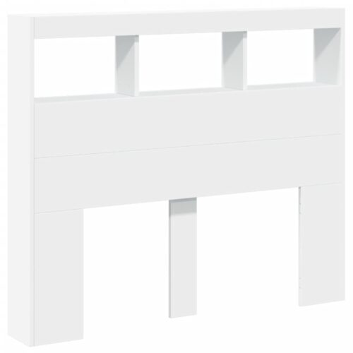 Headboard Cabinet with LED White 120x17x102cm - Image 3