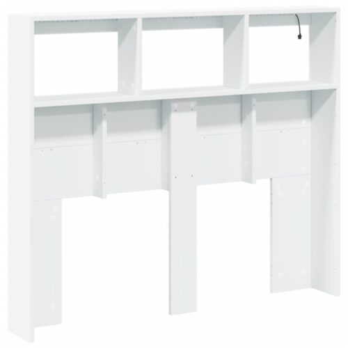 Headboard Cabinet with LED White 120x17x102cm - Image 8