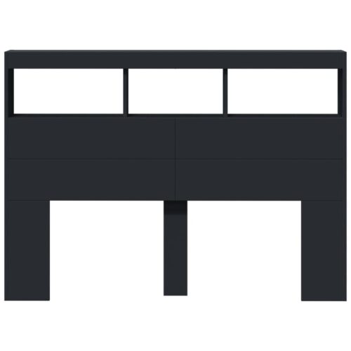 Headboard Cabinet with LED Black 140x17x102cm - Image 6