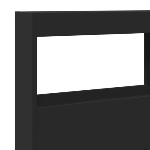 Headboard Cabinet with LED Black 140x17x102cm - Image 9