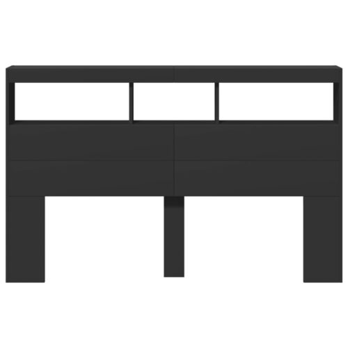 Headboard Cabinet with LED Black 160x17x102cm - Image 7