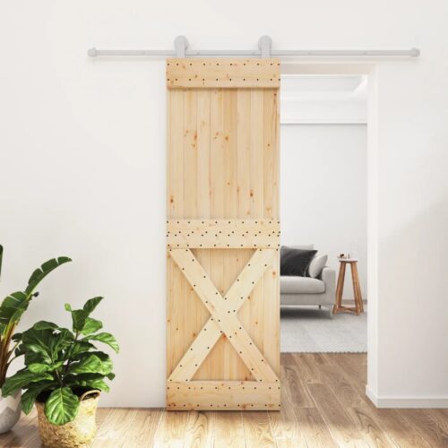 Sliding Door with Hardware Set 70x210cm Solid Wood Pine