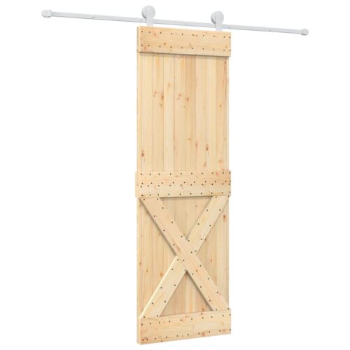 Sliding Door with Hardware Set 70x210cm Solid Wood Pine - Image 2