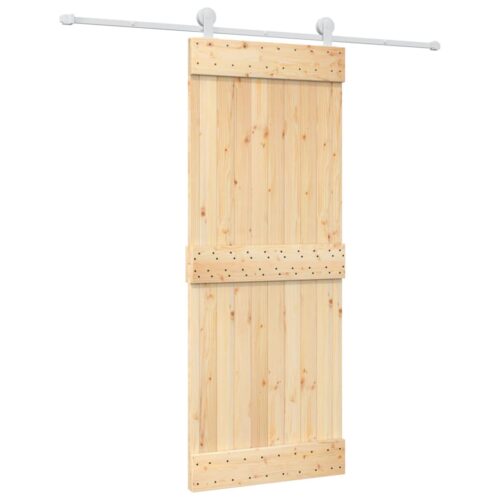 Sliding Door with Hardware Set 80x210cm Solid Wood Pine - Image 2
