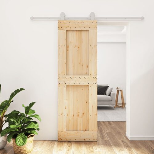 Sliding Door with Hardware Set 70x210cm Solid Wood Pine