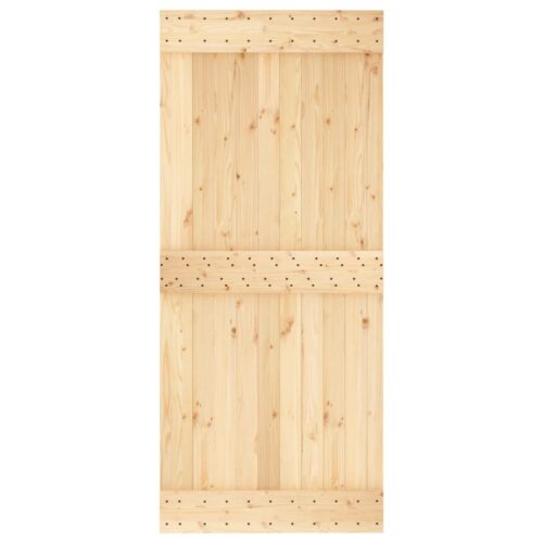 Sliding Door with Hardware Set 90x210cm Solid Wood Pine - Image 4