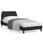 Bed Frame with Headboard "Dover" Black 90x190cm Fabric