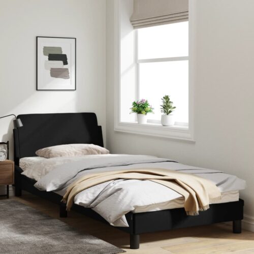 Bed Frame with Headboard "Dover" Black 90x190cm Fabric - Image 3
