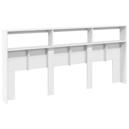 Headboard Cabinet with LED White 220x17x102cm - Image 8
