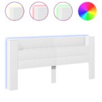Headboard Cabinet with LED White 220x16.5x103.5cm