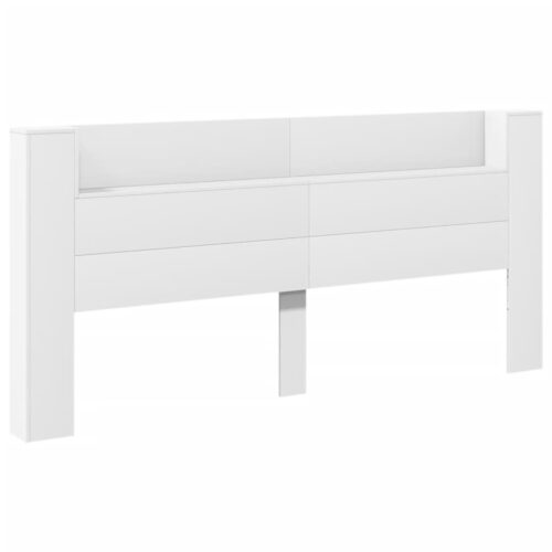 Headboard Cabinet with LED White 220x16.5x103.5cm - Image 3