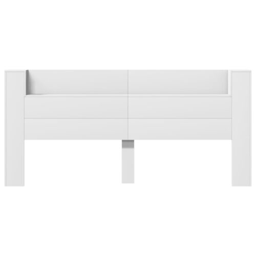 Headboard Cabinet with LED White 220x16.5x103.5cm - Image 6