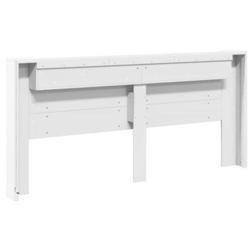 Headboard Cabinet with LED White 220x16.5x103.5cm - Image 8