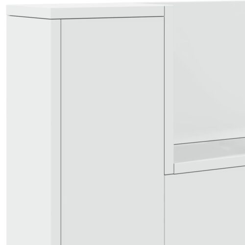 Headboard Cabinet with LED White 220x16.5x103.5cm - Image 9