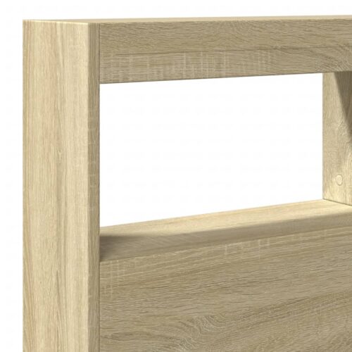 Headboard Cabinet with LED Sonoma Oak 140x17x102cm - Image 9