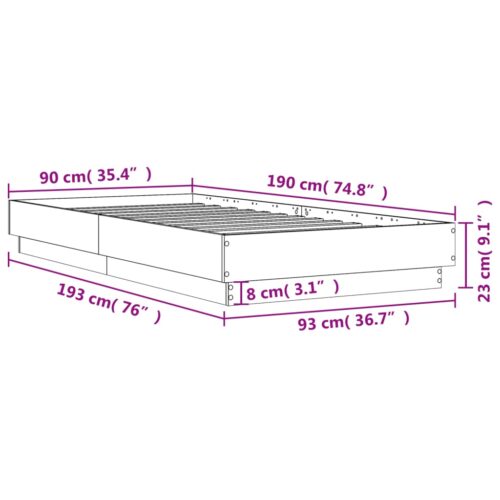 Bed Frame White 90x190cm Engineered Wood - Image 9
