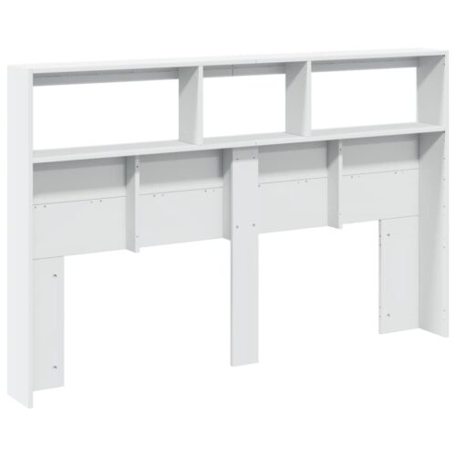 Headboard Cabinet with LED White 160x17x102cm - Image 8