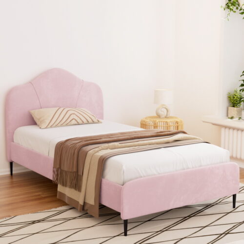 Artiss Bed Frame King Single Size Velvet Pink OLAN - Image 7