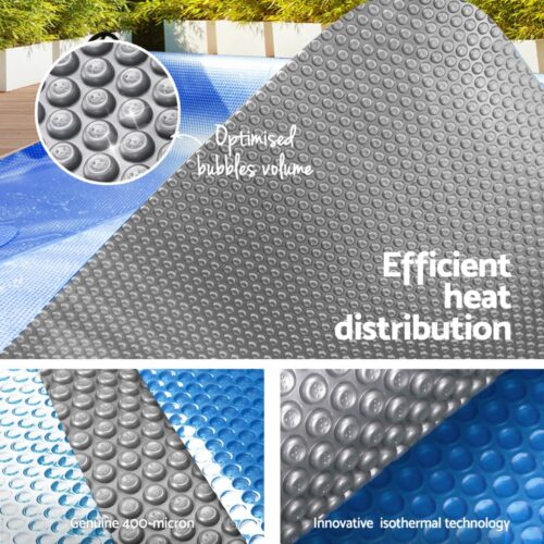 Aqua Buddy Pool Cover 11x6.2m 400 Micron Silver Swimming Pool Solar Blanket 6.55m Roller - Image 5