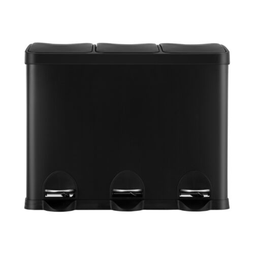 Cefito Pedal Bins Rubbish Bin Triple Compartments Waste Recycle Dustbins 45L - Image 3